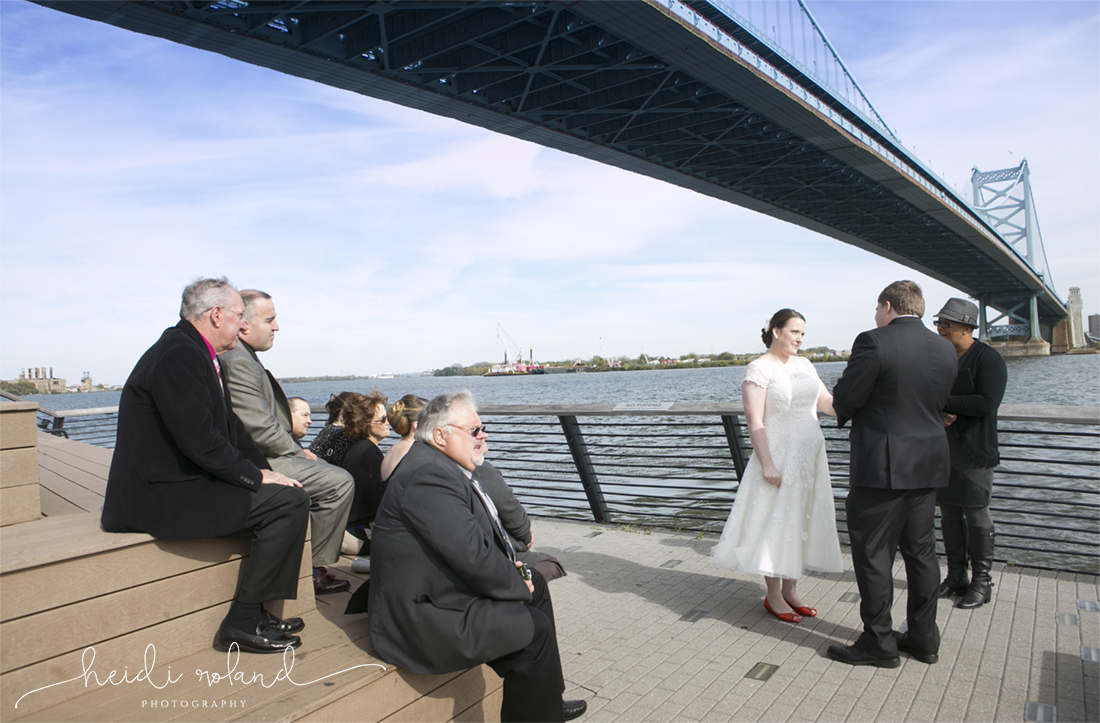 race street pier wedding, Delaware river, Benjamin Franklin Bridge, Philadelphia PA Wedding