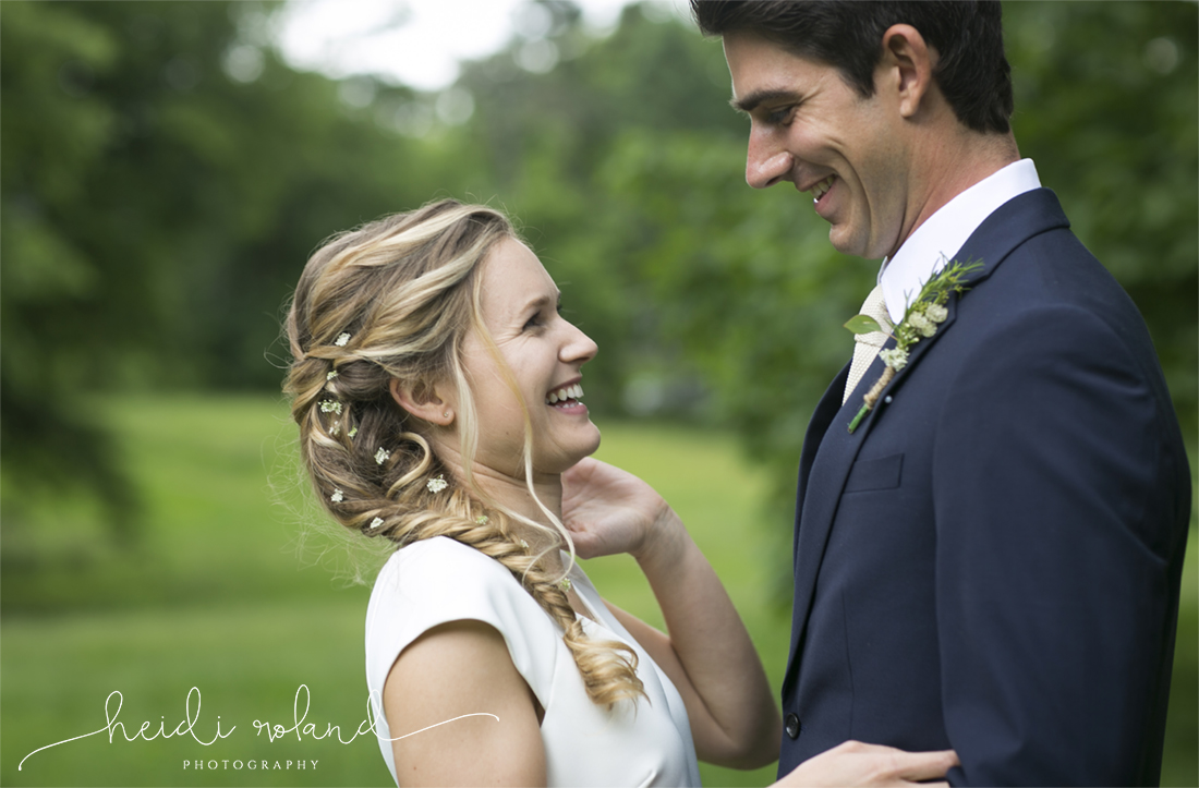 awbury arboretum wedding, laughing bride