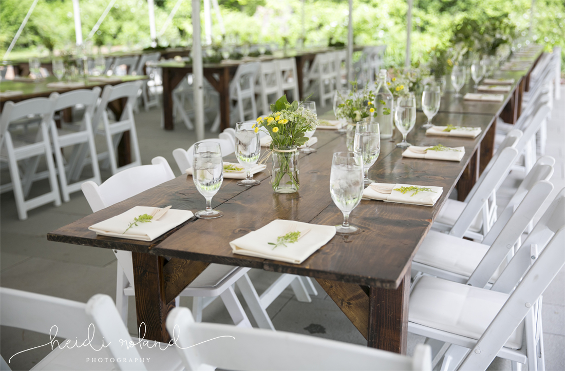 awbury arboretum wedding, outdoors rustic reception details