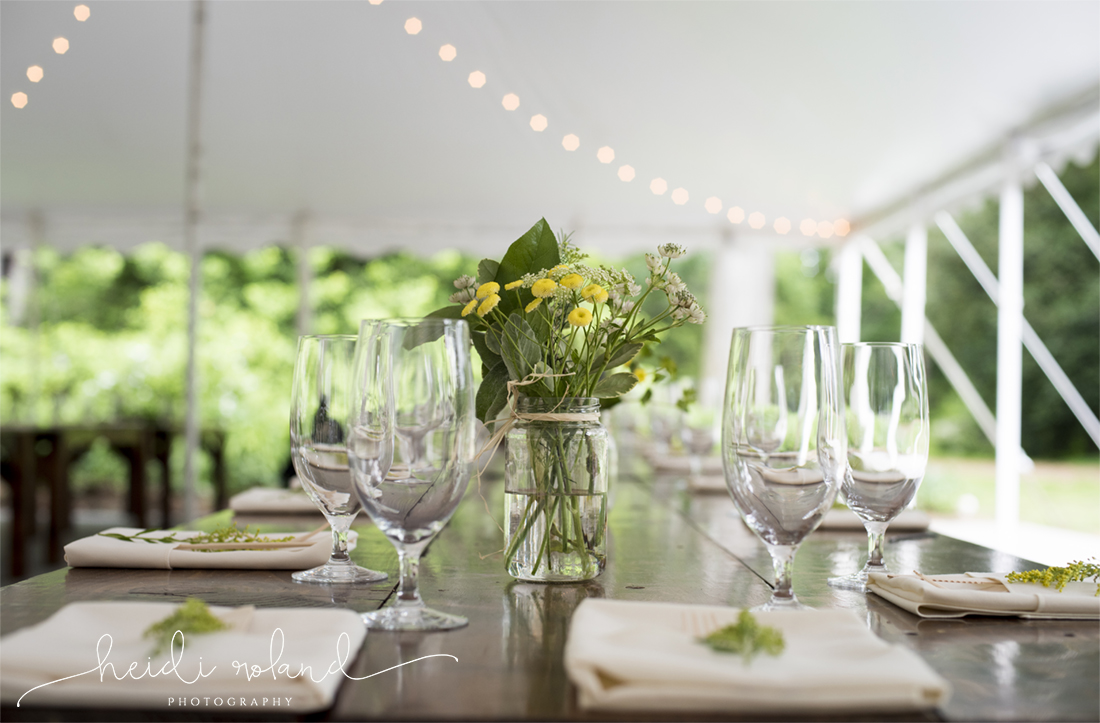 awbury arboretum wedding, tent reception details