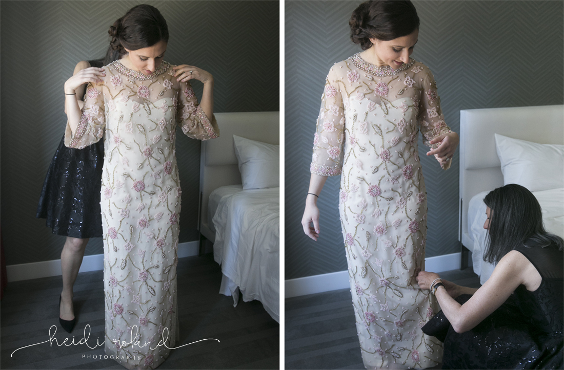 Heidi Roland Photography, bride putting on dress