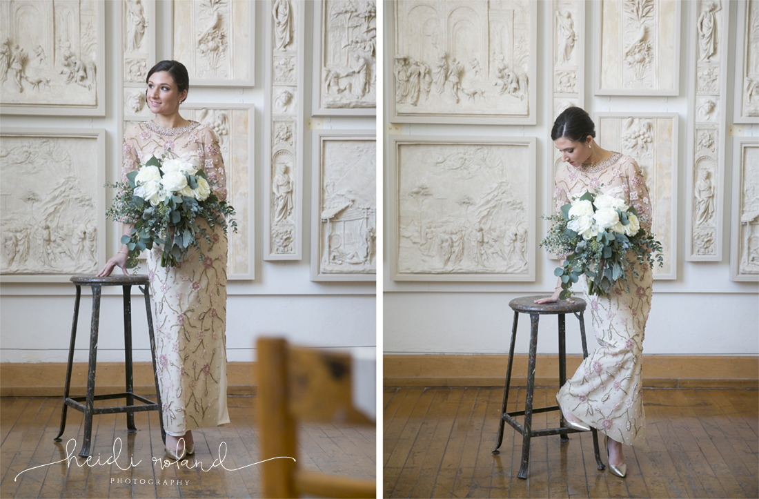 Heidi Roland Photography, bridal portrait, beautiful blooms, Pennsylvania Academy of the Fine Arts Wedding Philadelphia