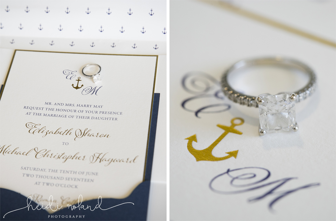 Icona Golden Inn wedding, engagement ring, nautical wedding invitation 
