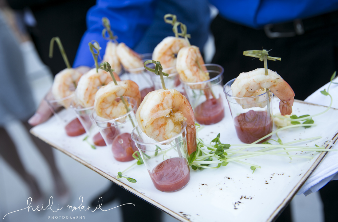 Icona Golden Inn wedding, shrimp horderves, cocktail hour