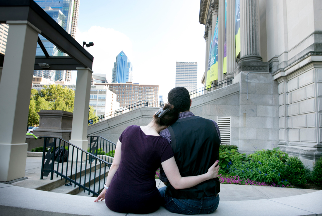 franklin institute engagement, Center city Philadelphia couples portrait city scape