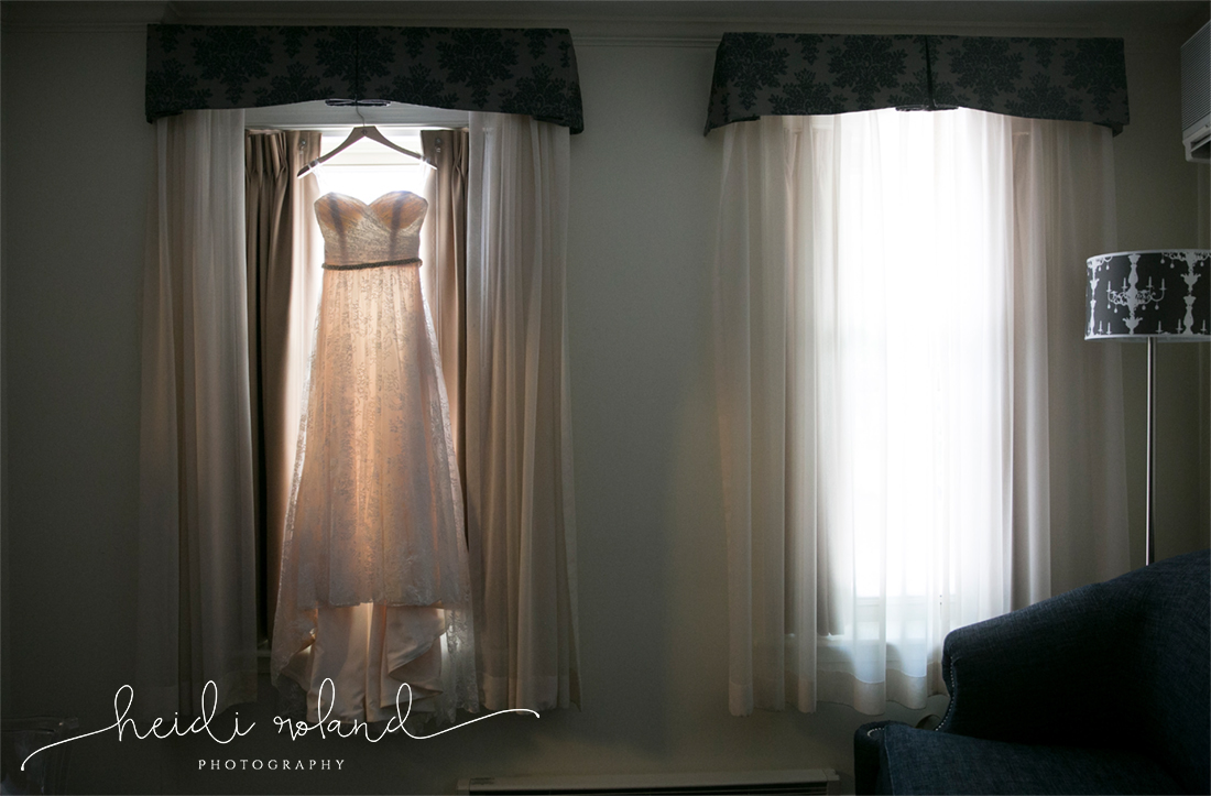 Valley Green Inn Wedding, wedding dress in window