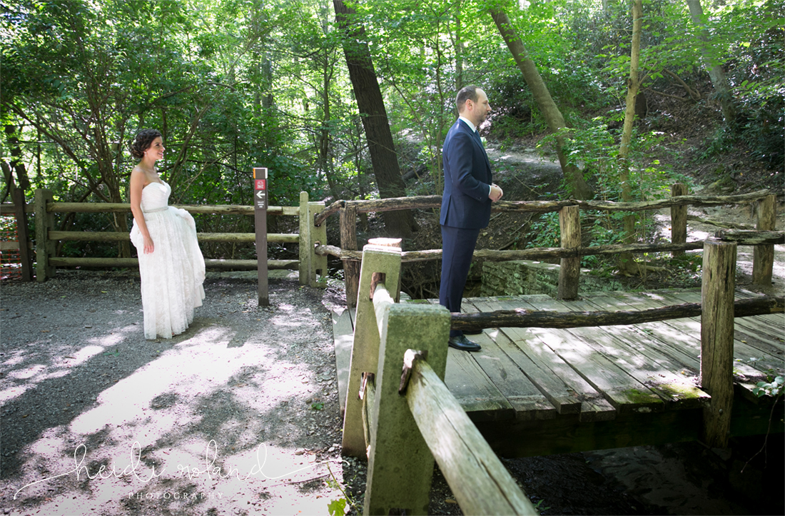 Valley Green Inn Wedding, first look forbidden trail