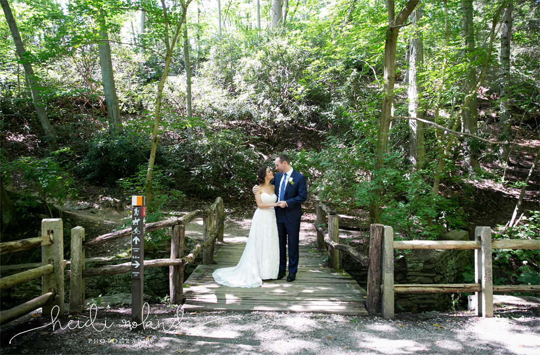 Valley Green Inn Wedding, first look bride and groom in wissahickon valley park