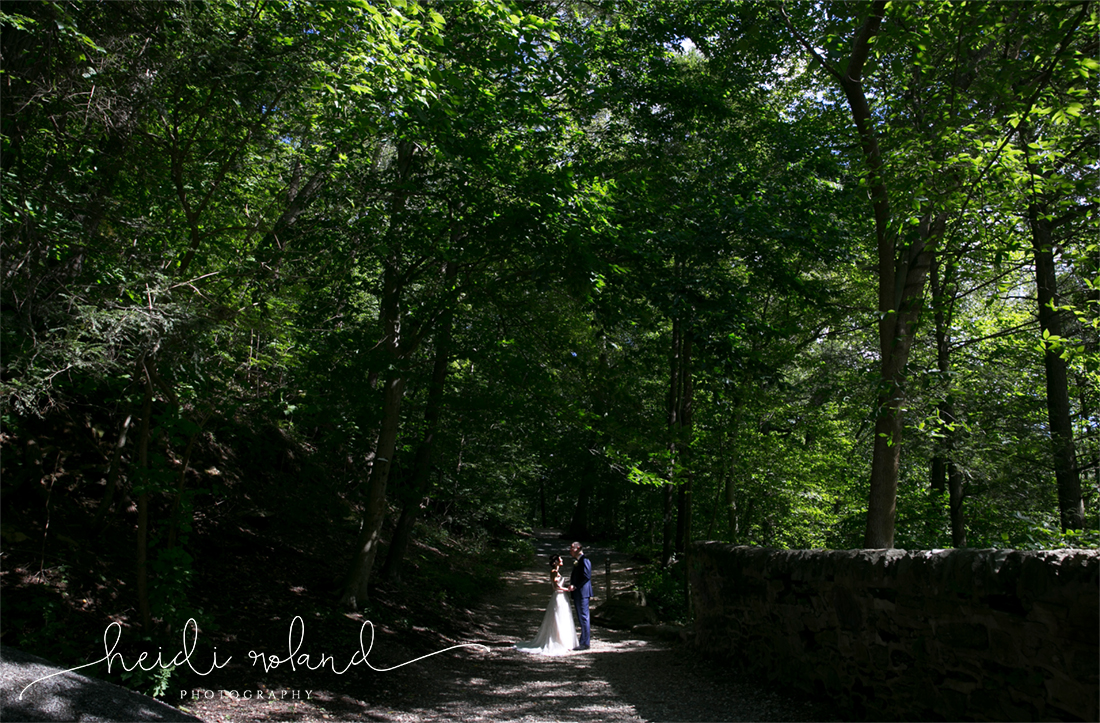 Valley Green Inn Wedding, bride and groom wissahickon valley park PA forrest