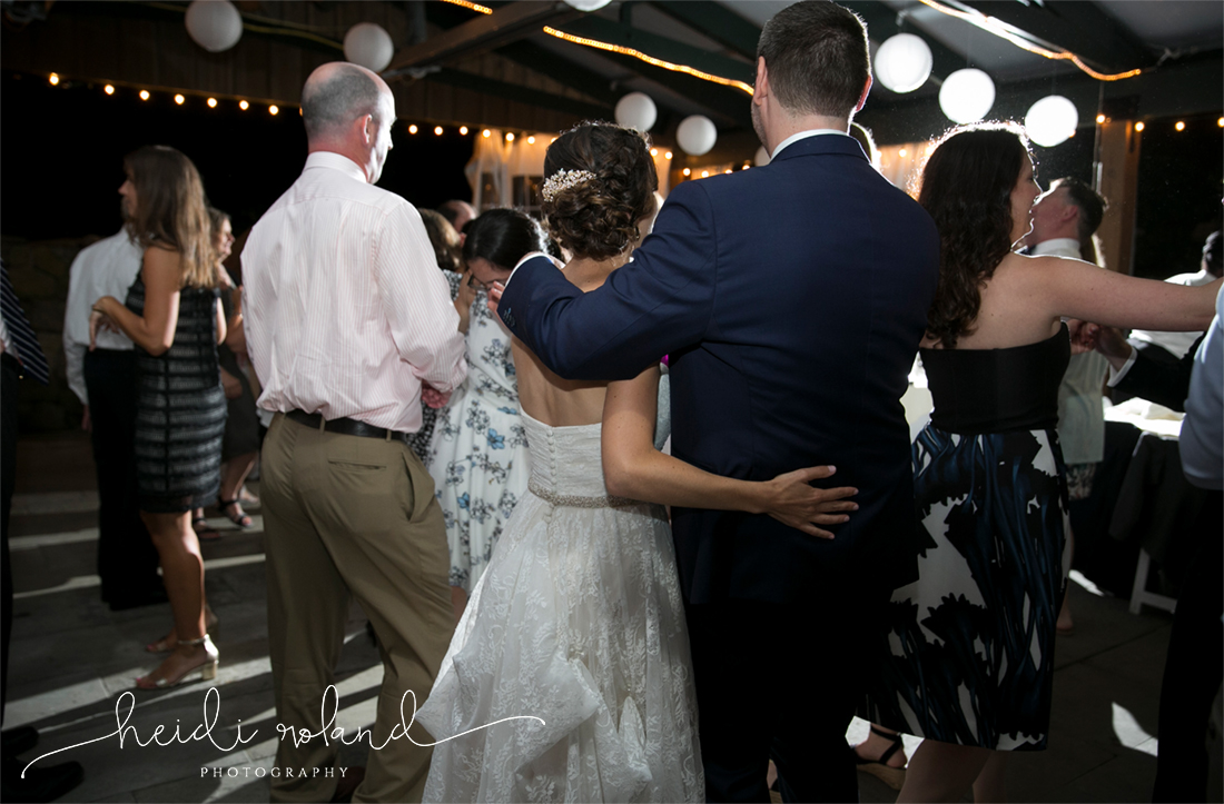 Valley Green Inn Wedding, bride and groom on dance floor from behind
