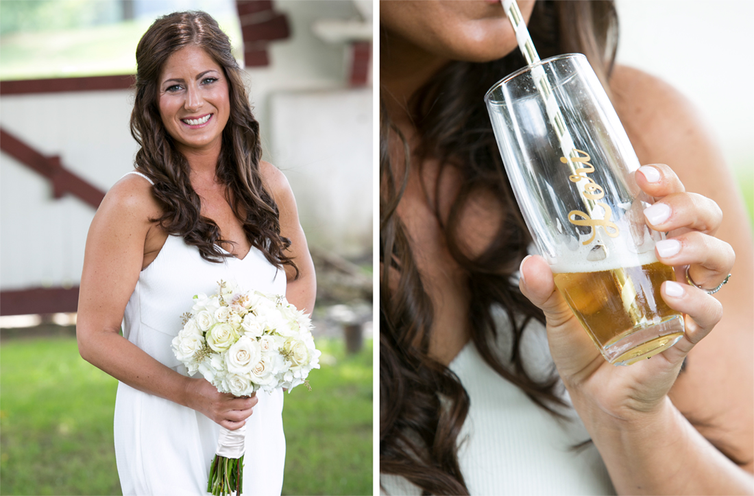 bride's custom champagne glass, Normandy Farms Wedding 