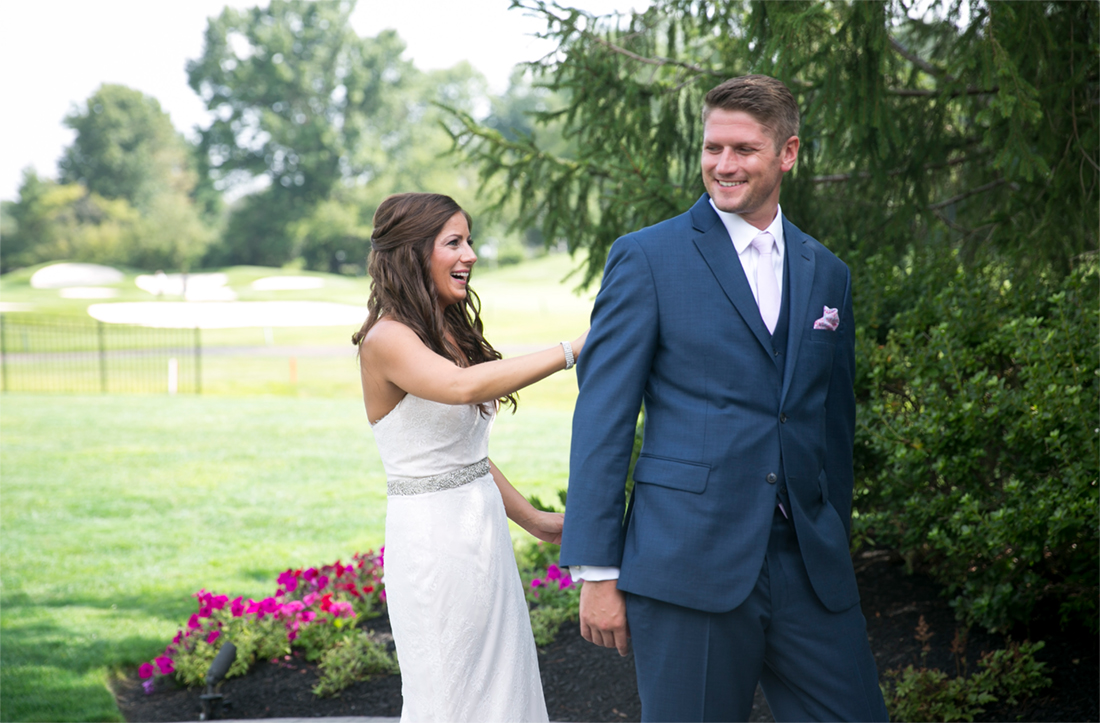 first look bride and groom at Blue Bell Country Club, Heidi Roland Photography