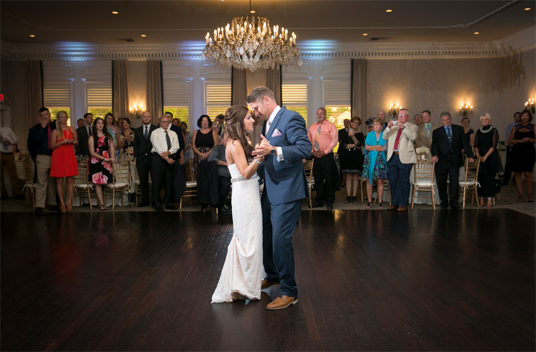 Bride and groom first dance at reception Blue Bell Country Club wedding