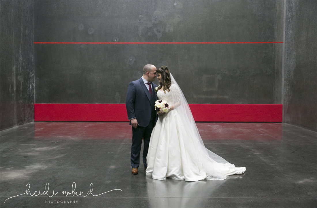 Fall Racquet Club Of Philadelphia Wedding bride and groom on courts
