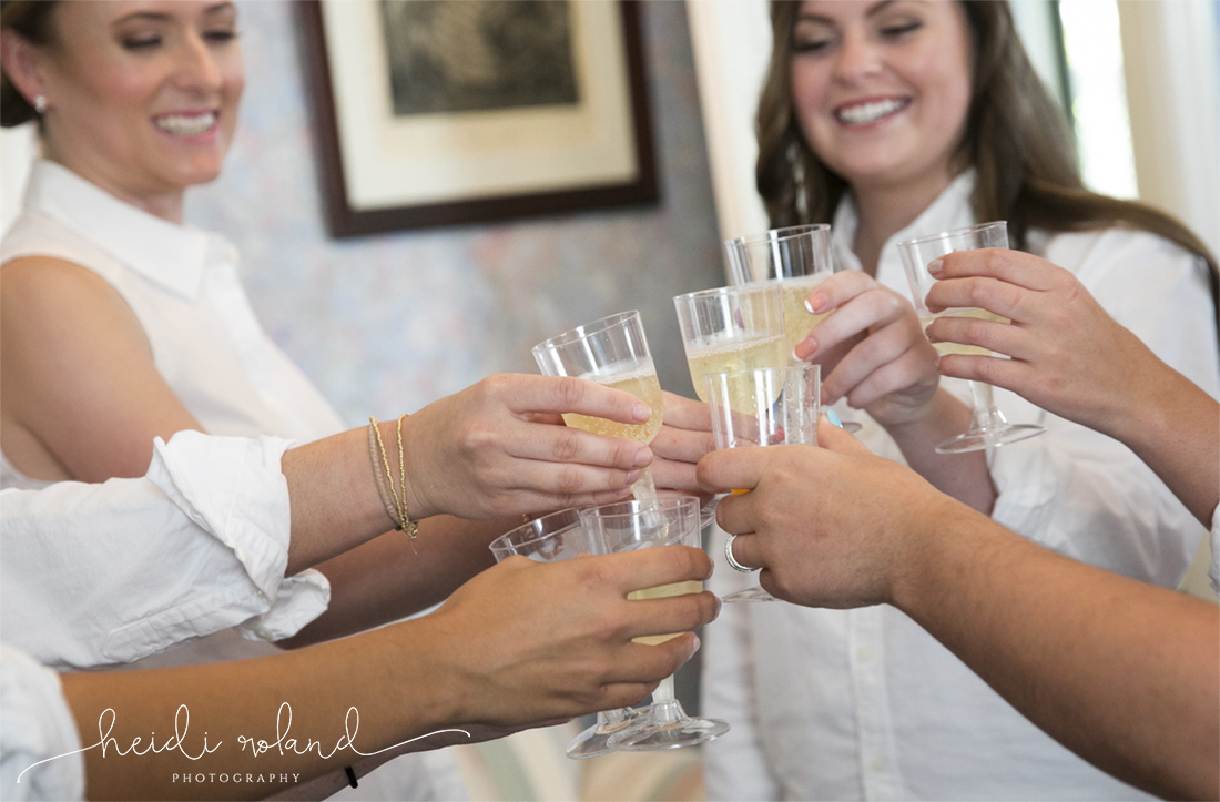 Willow Creek Winery Wedding bridesmaids champagne toast