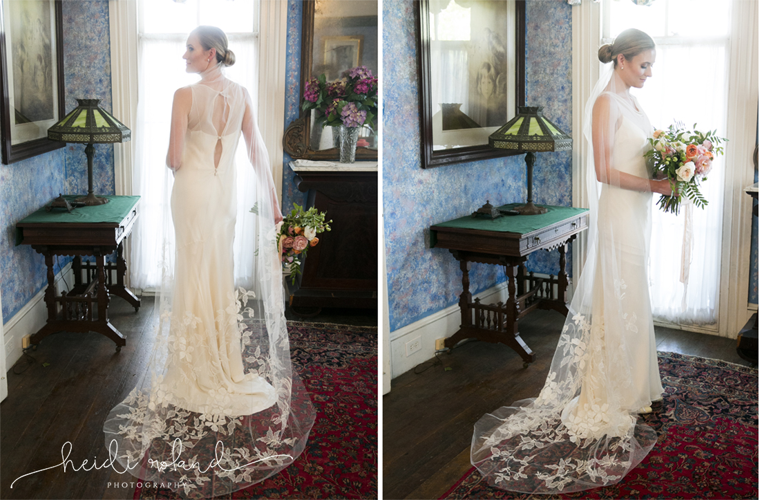 Willow Creek Winery Wedding, bridal window portraits long veil