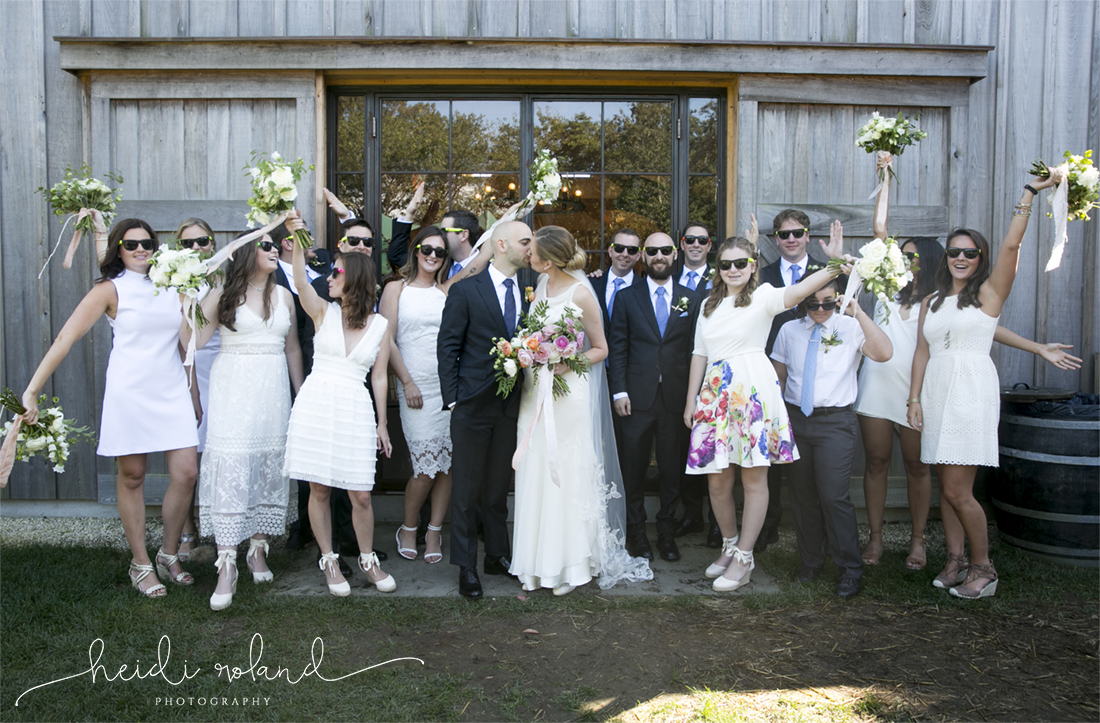 Willow Creek Winery Wedding, beach plum farm silly bridal party group photo