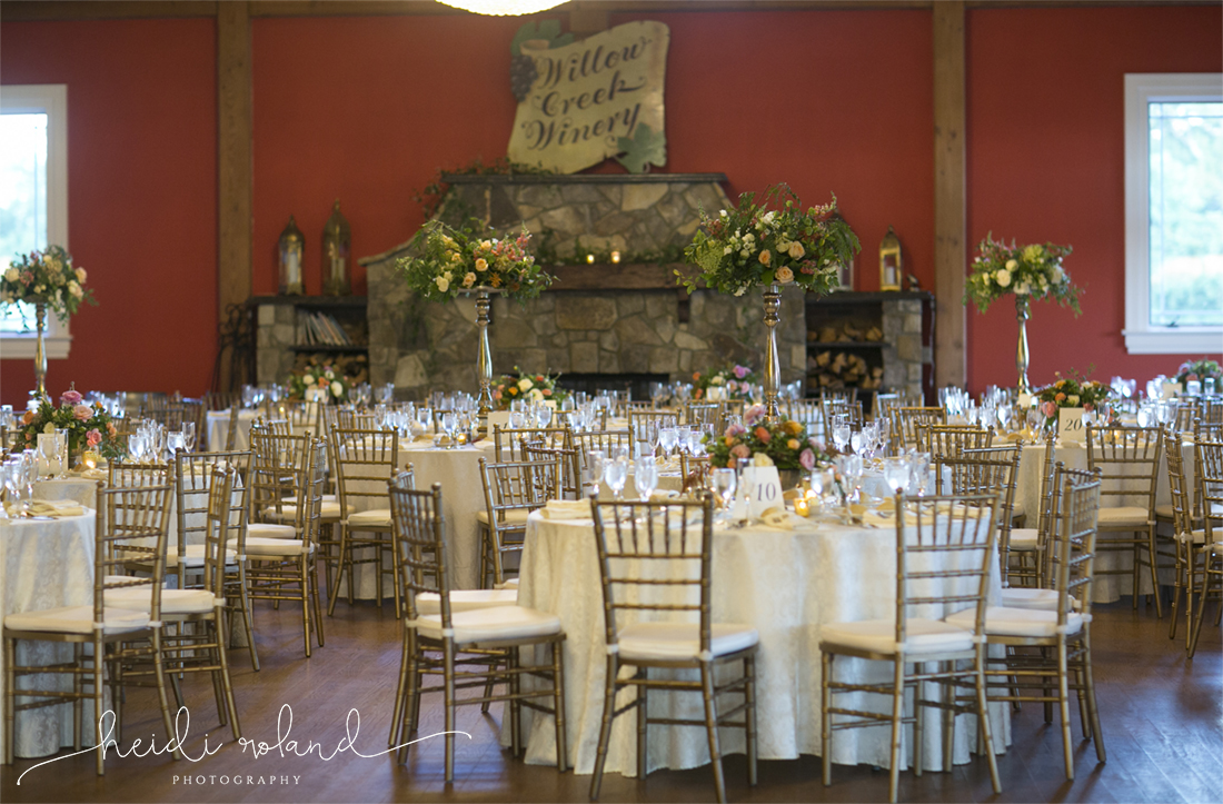 Willow Creek Winery Wedding vineyard reception room