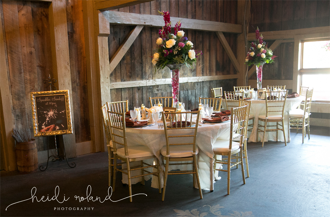 rustic wedding reception barn wedding, Memorytown USA, floral centerpieces 