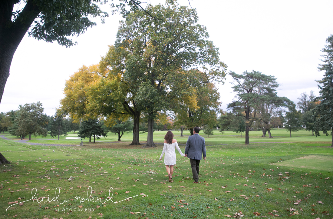 Oreland PA, North Hills Country Club Engagement Session, outside fall couples photos