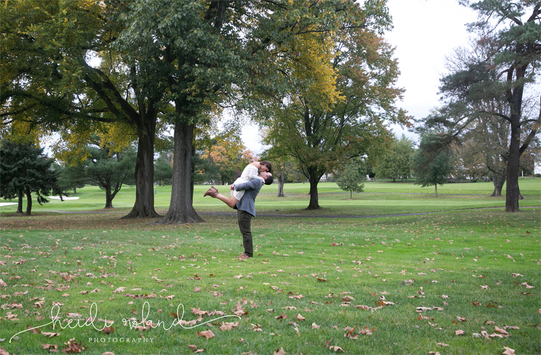Oreland PA, North Hills Country Club Engagement Session, couple in Fall