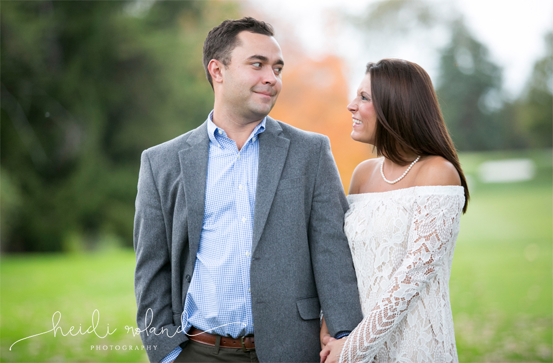 Oreland PA, North Hills Country Club Engagement Session, lace dress