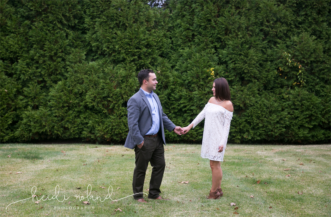Oreland PA, North Hills Country Club Engagement Session, green hedge
