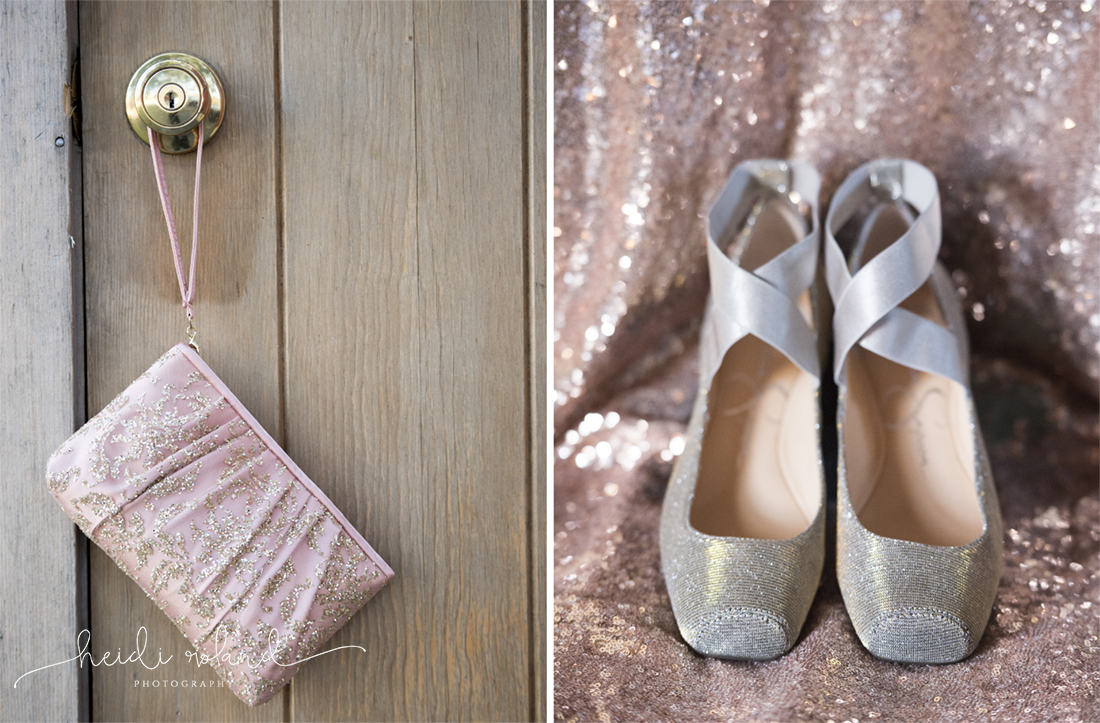 Rustic Fall Wedding, bridal clutch and sparkly wedding shoes
