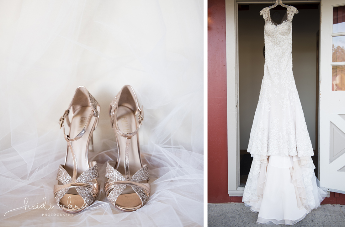 Heidi Roland Photography, Rustic Fall Wedding, wedding dress and shoes