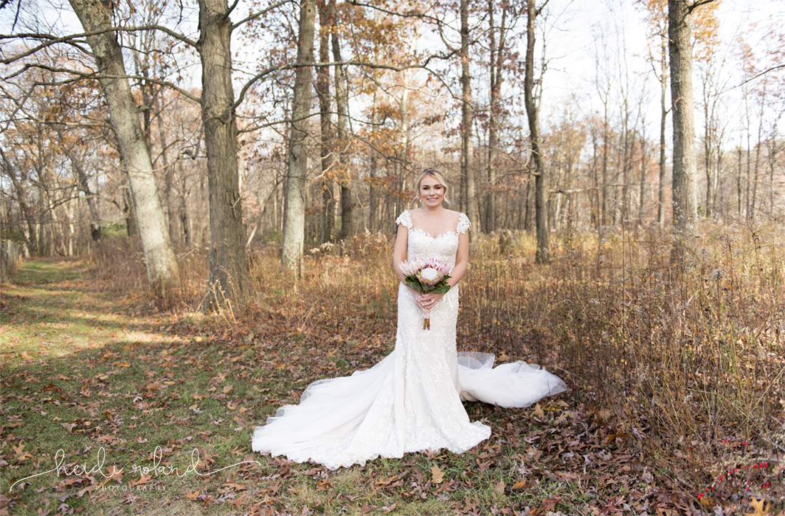 Heidi Roland Photography, Rustic Fall Wedding, fall bridal portrait in the woods