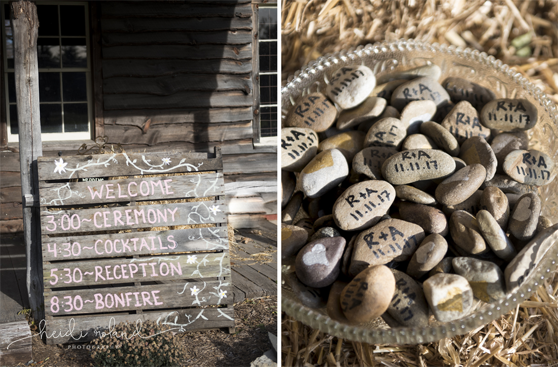 Heidi Roland Photography, Rustic Fall Wedding, wedding favors and hand-painted wedding signs