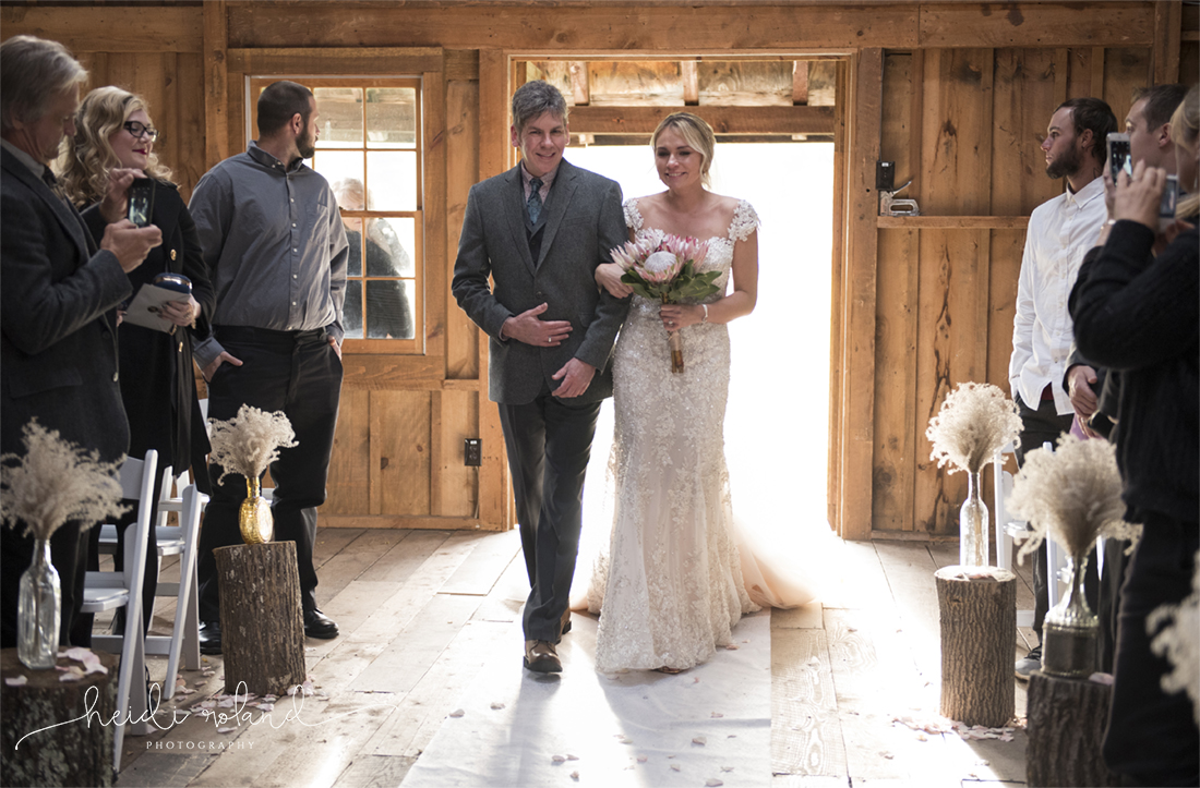 Heidi Roland Photography, Rustic Fall Wedding, dad walks bride dow the aisle