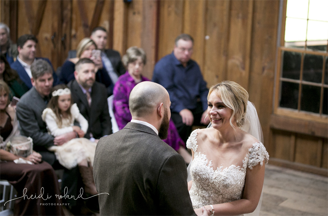 Heidi Roland Photography, Rustic Fall Wedding, bride saying vows