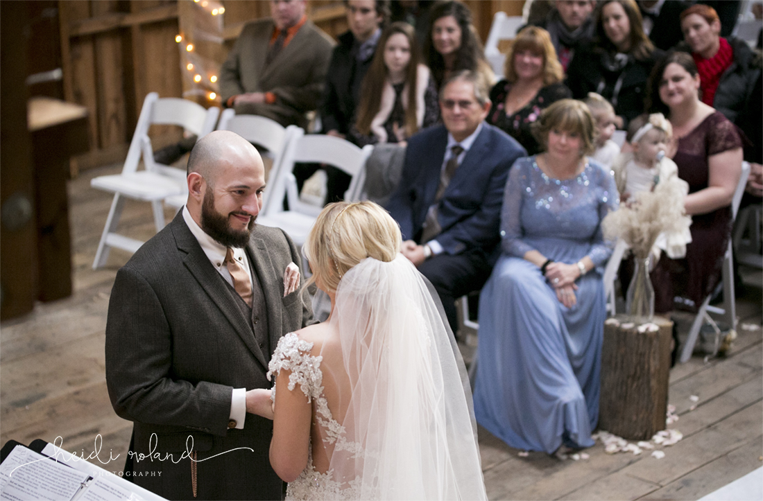 Heidi Roland Photography, Rustic Fall Wedding, groom saying vows