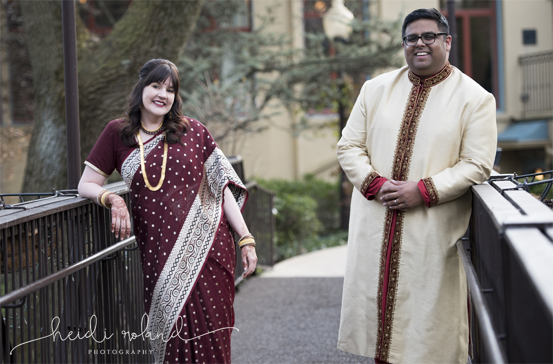 Interfaith wedding Pomme, indian wedding sari bride and groom