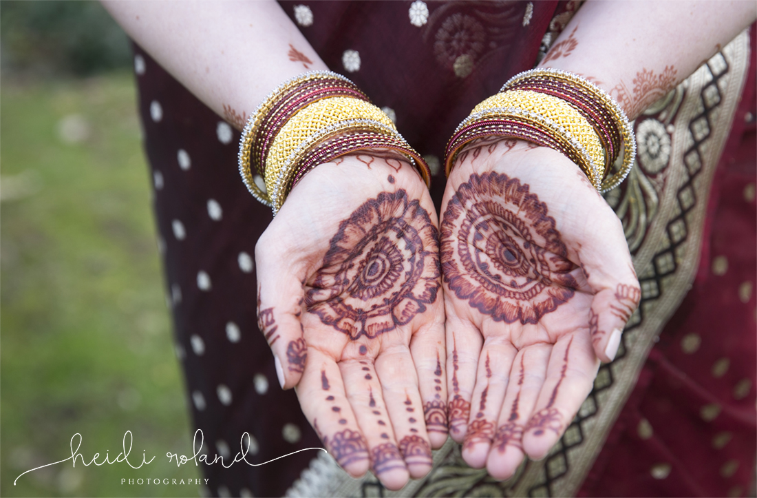 interfaith wedding Pomme, bride henna hands