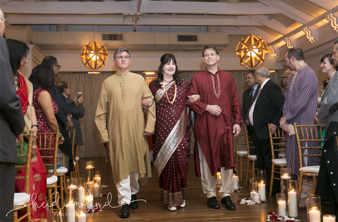 interfaith wedding Pomme, Hindu ceremony bride walking down the aisle 