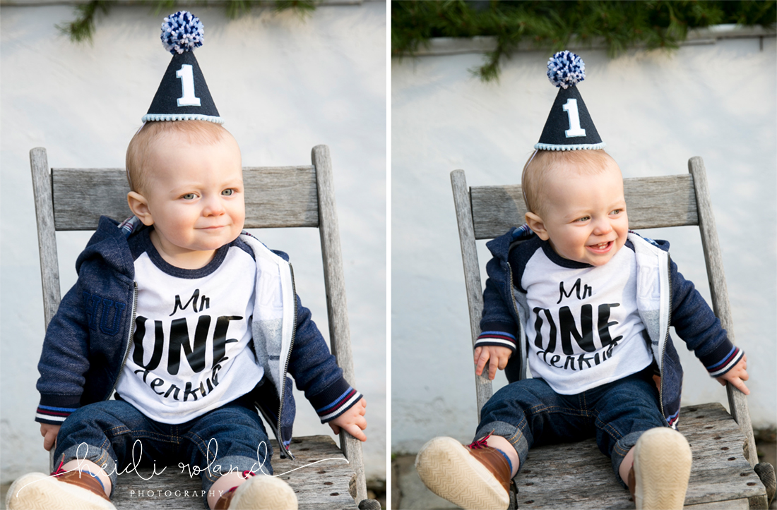 one year old with party hat