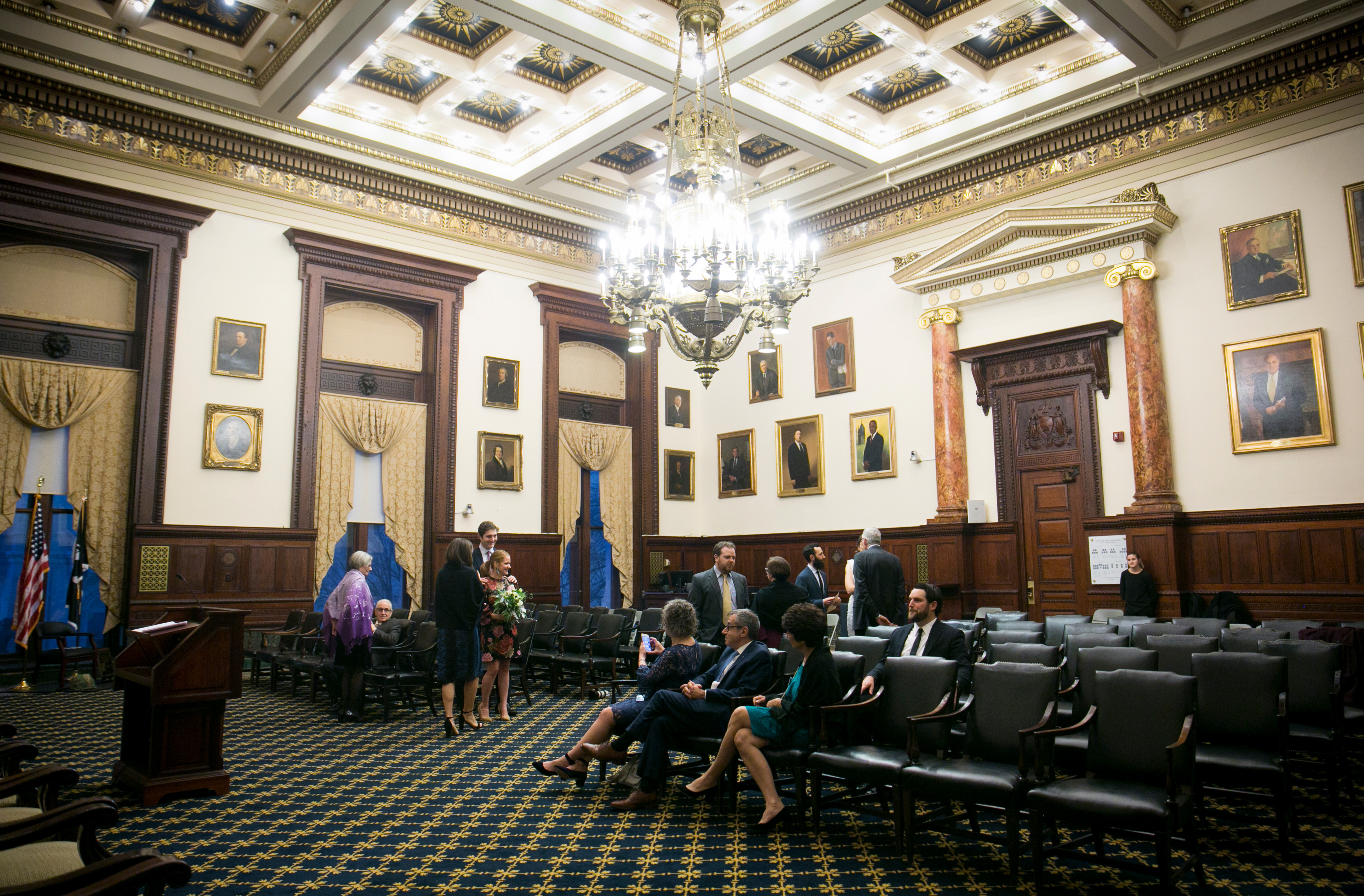 Philadelphia City Hall Elopement, Mayors reception room, wedding ceremoy