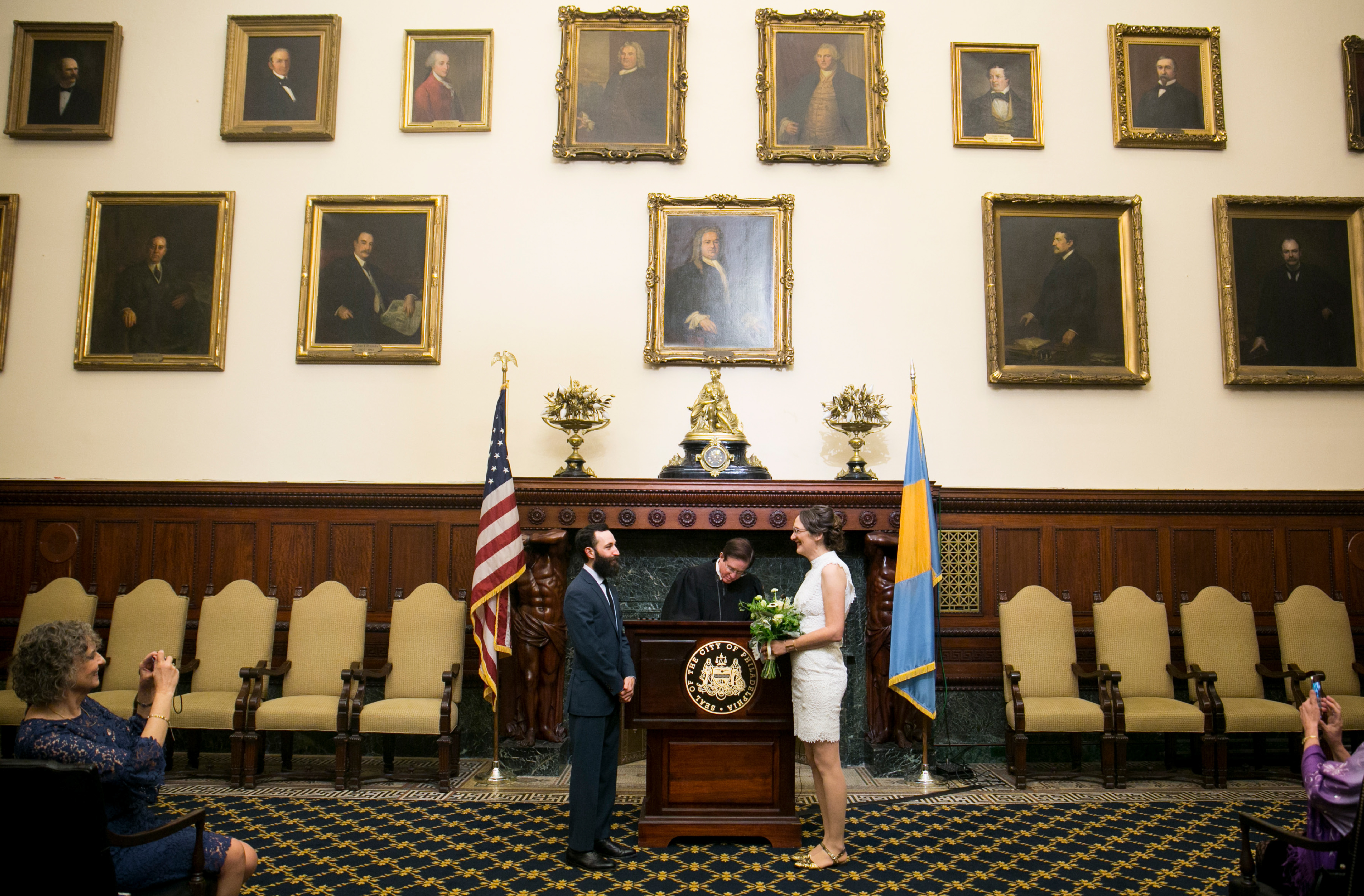 Philadelphia City Hall Elopement, Mayors reception room, wedding ceremony