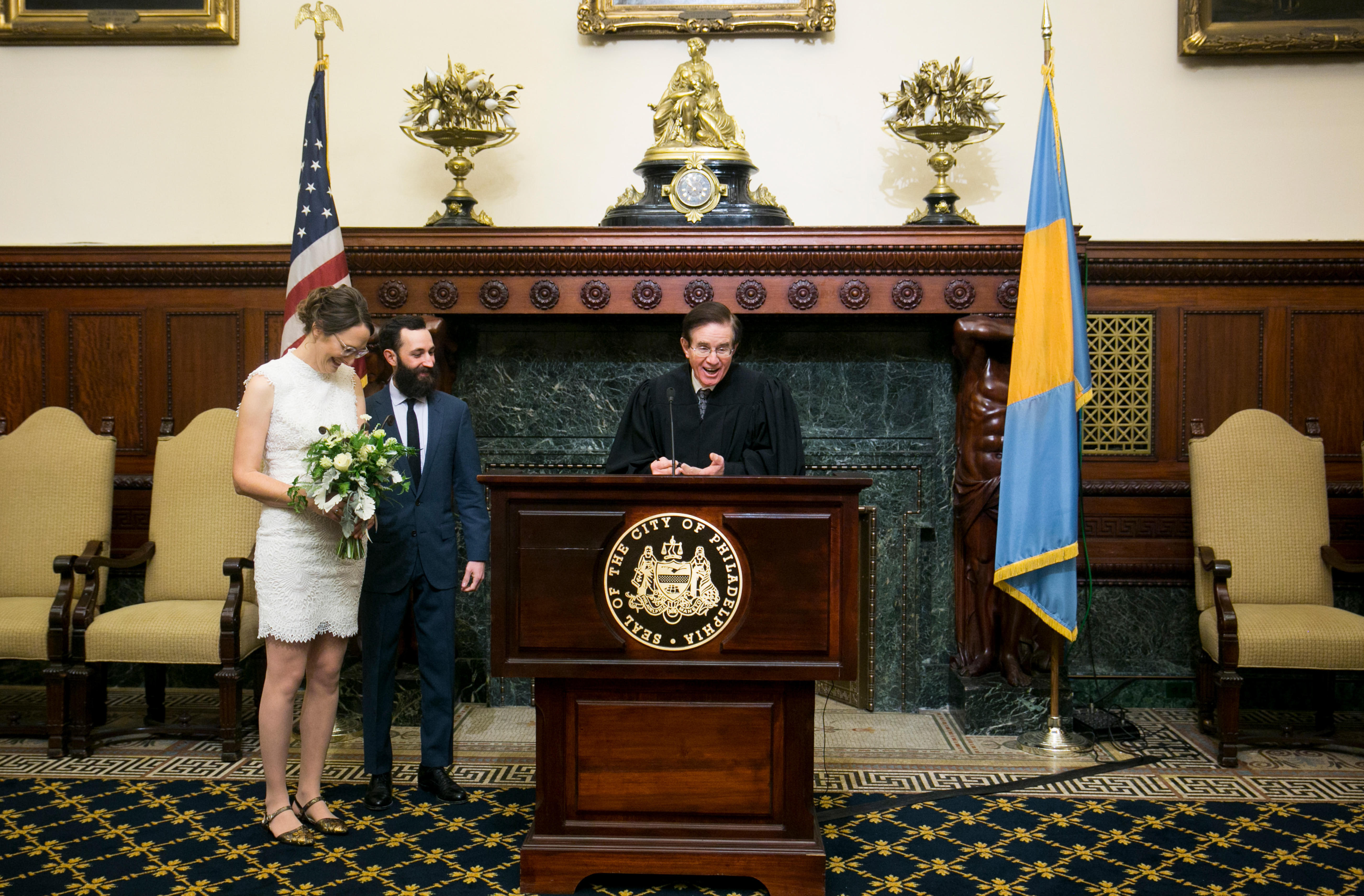 Philadelphia City Hall Elopement, Mayors reception room, wedding ceremony vows