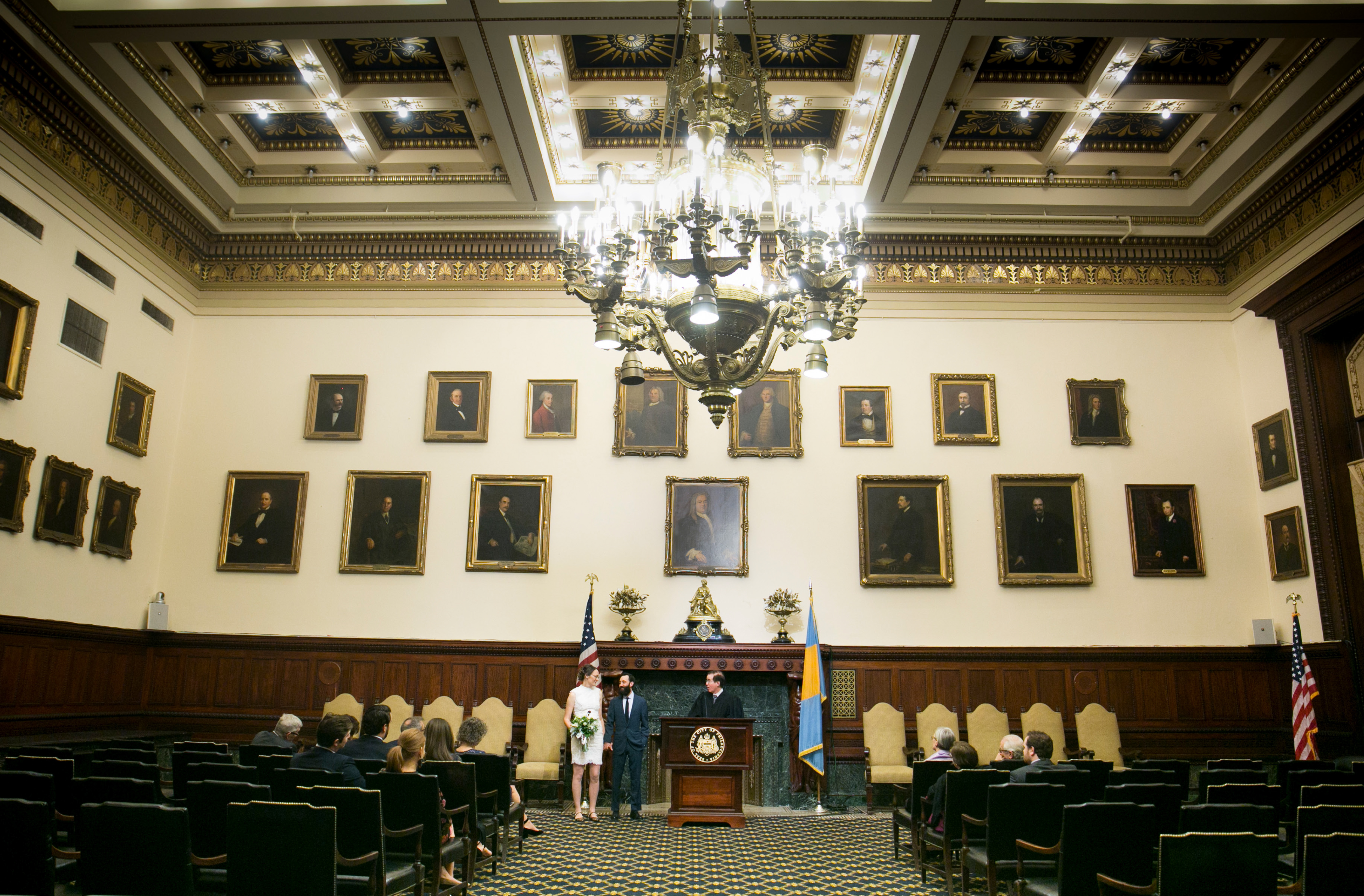 Philadelphia City Hall Elopement, Mayors reception room, wedding ceremony, exchange of vows