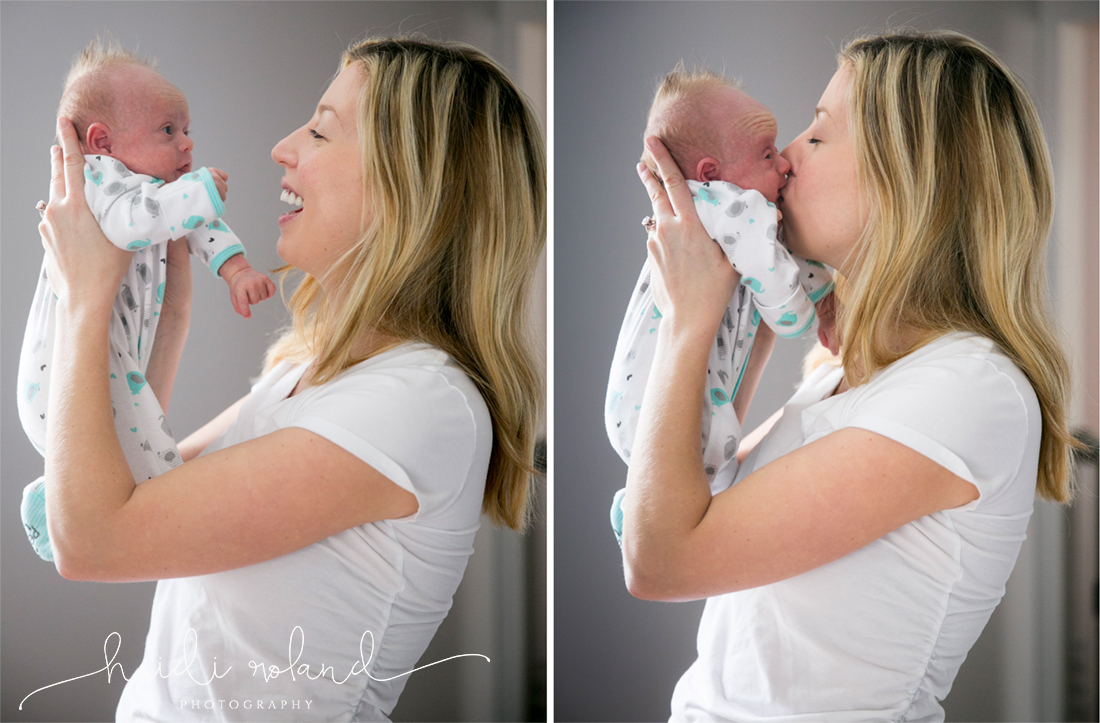Newborn lifestyle photo session, lifestyle session, mom laughing with baby