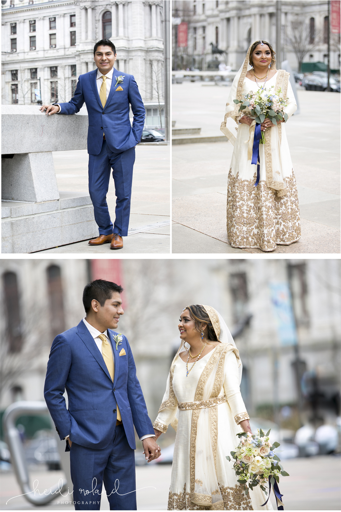 Philadelphia City Hall Indian interfaith Wedding, love park, love statue, bride and groom portait