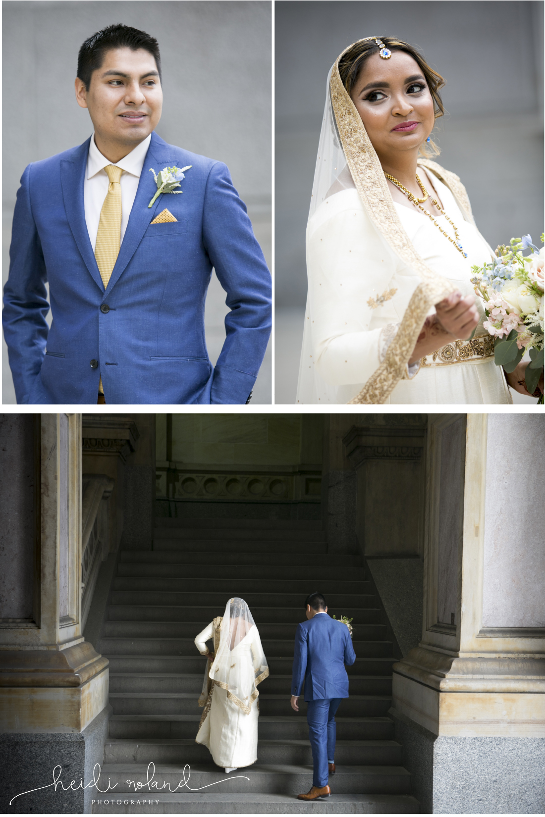 Philadelphia City Hall Indian interfaith Wedding, bride and grrom portraits 