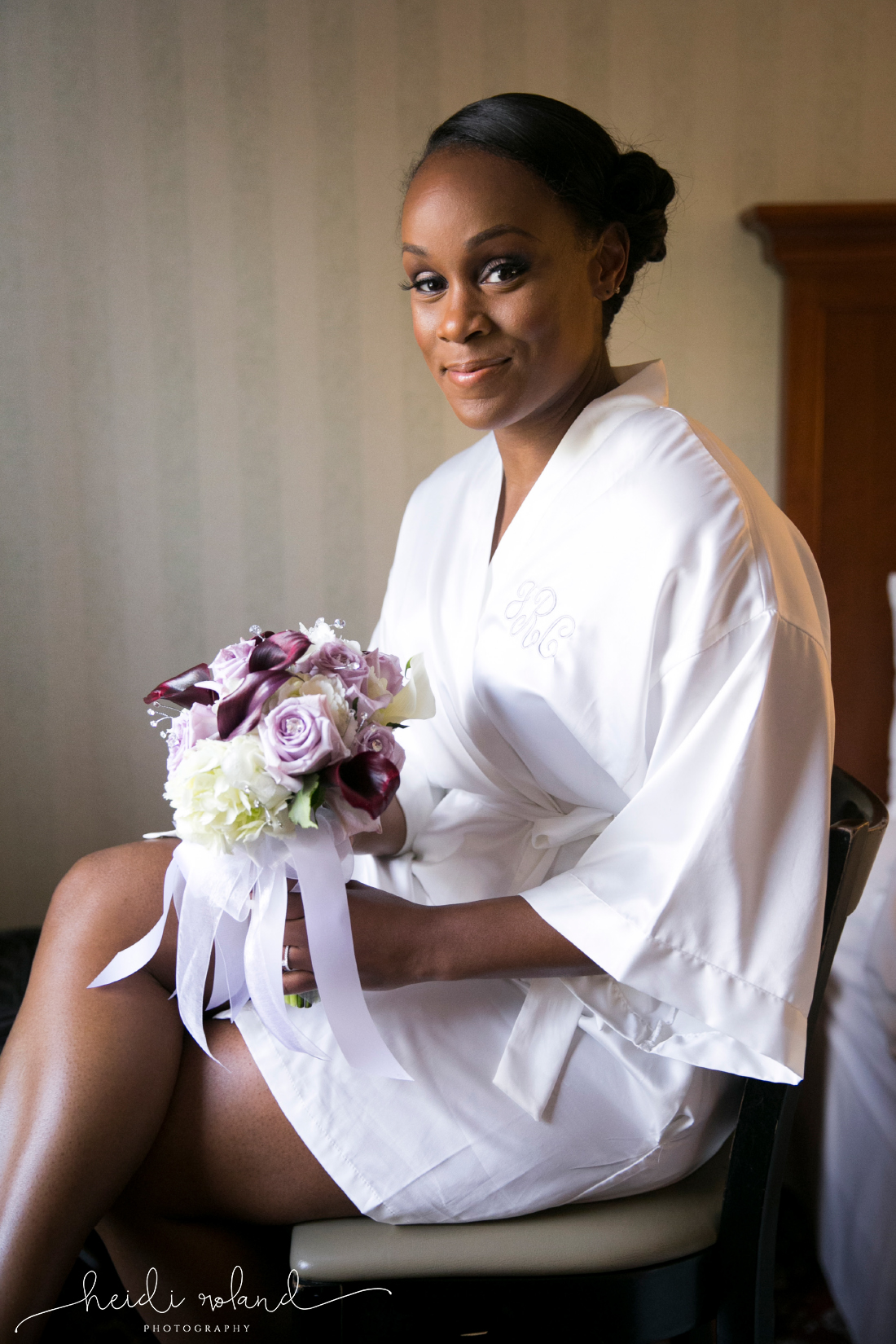 Koko Guerra make up, bride in white custom robe 