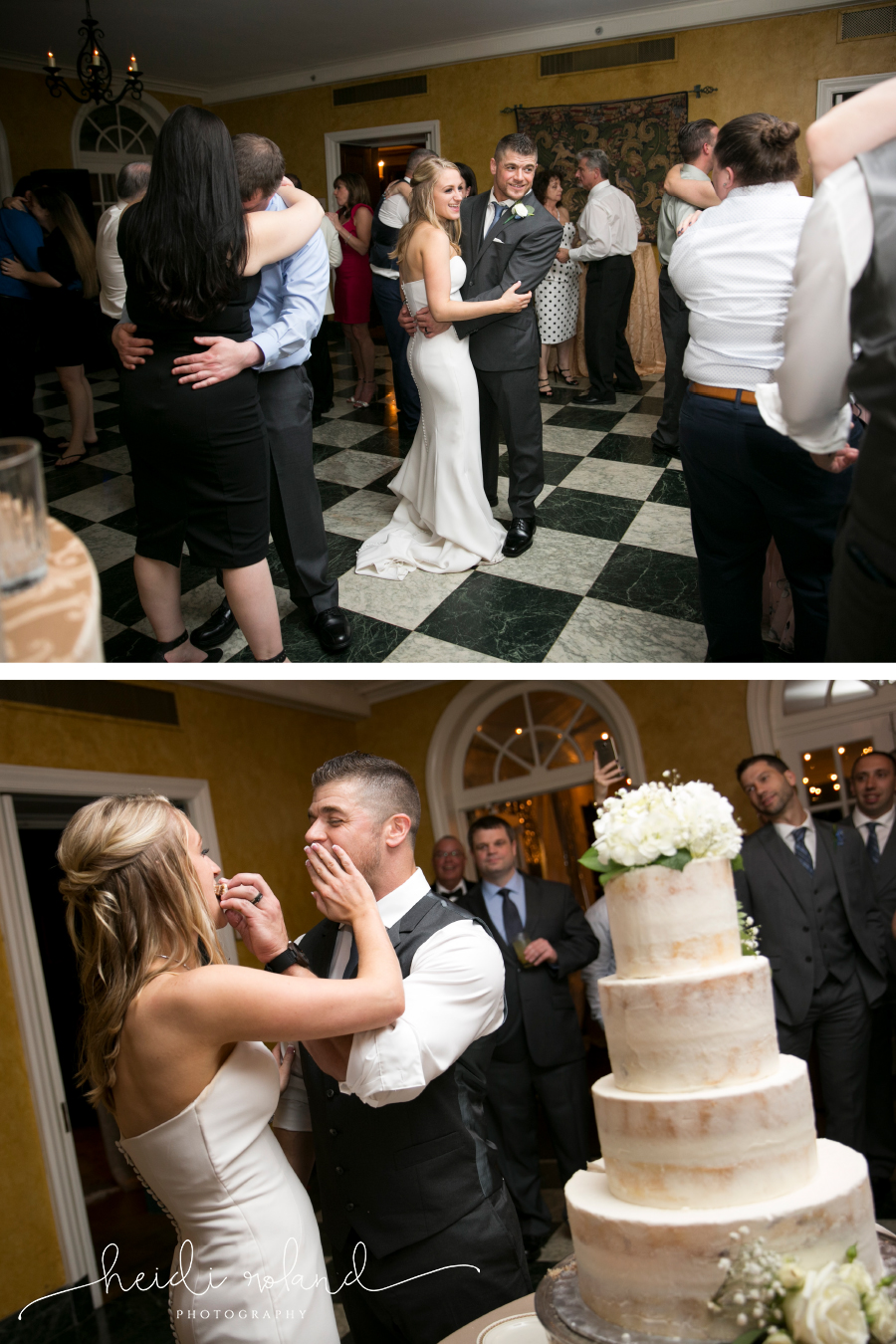 bride and groom cake cutting 