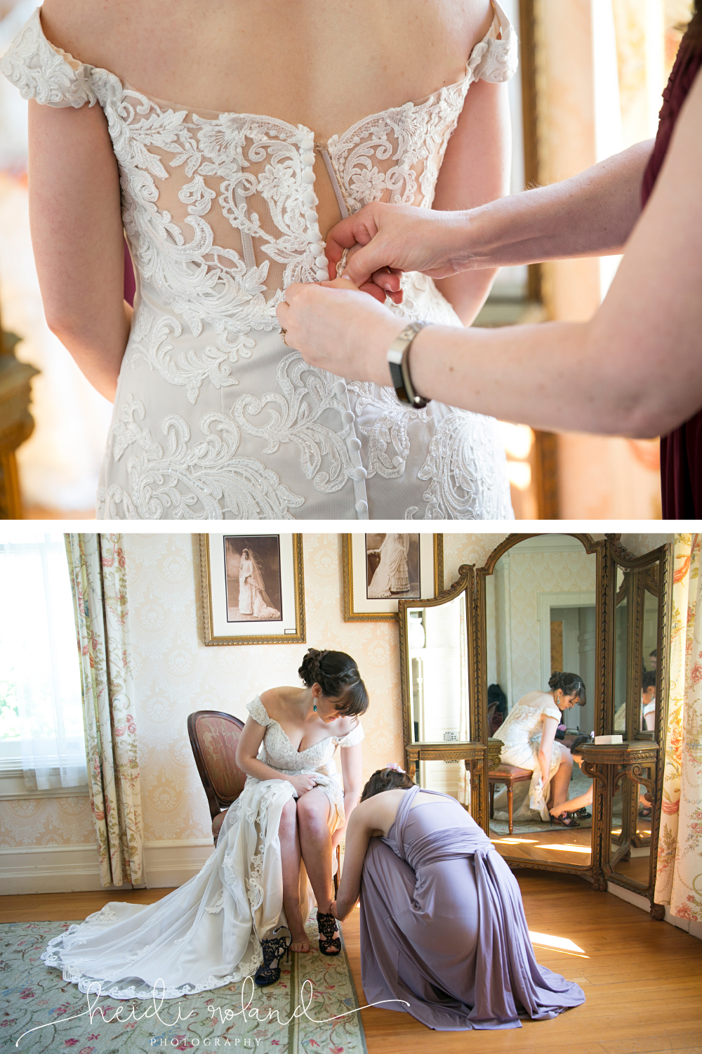 Cairnwood suite bride putting on shoes