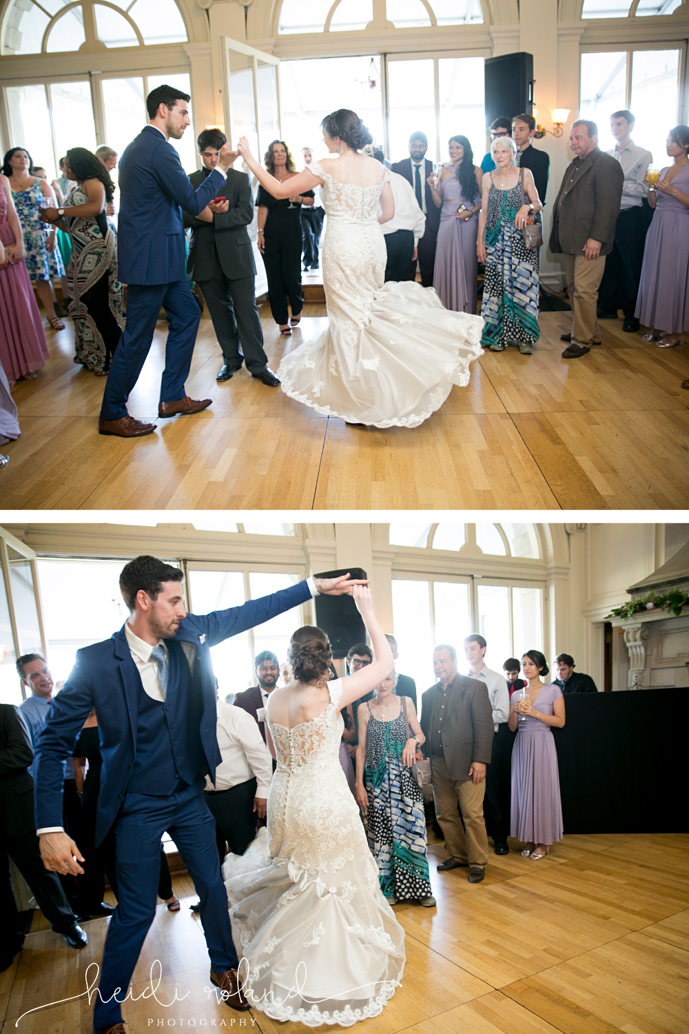 Estate wedding bride and groom dance