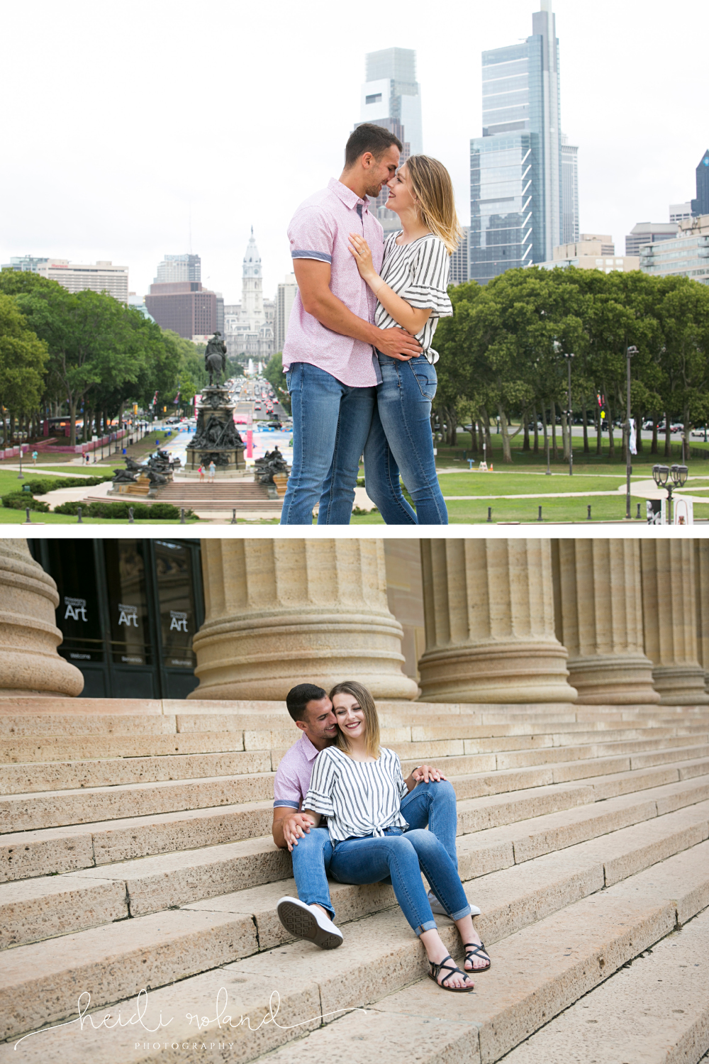 Engagement Sessions with a skyline view, Philadelphia Museum of Art